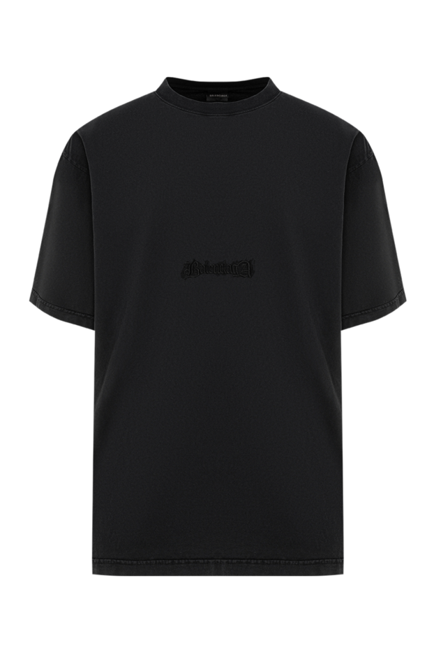 Balenciaga black men's oversized t-shirt with tonal logo embroidery 193925 - photo 1