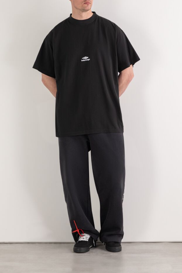 Balenciaga black men's oversized t-shirt with a miniature logo 193927 - photo 2