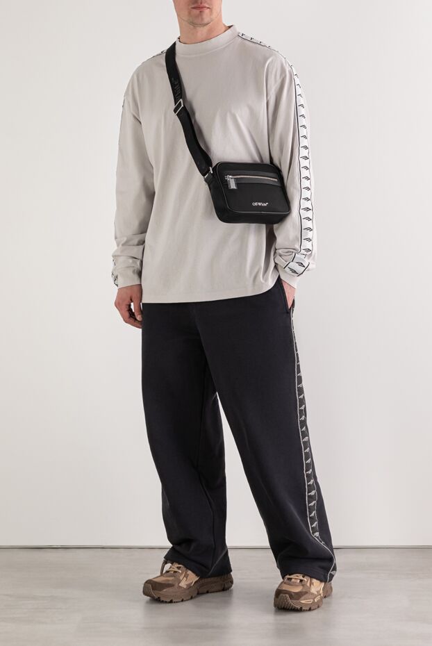 Balenciaga light gray men's oversized long sleeve top with branded stripes on the sleeves 193929 - photo 2