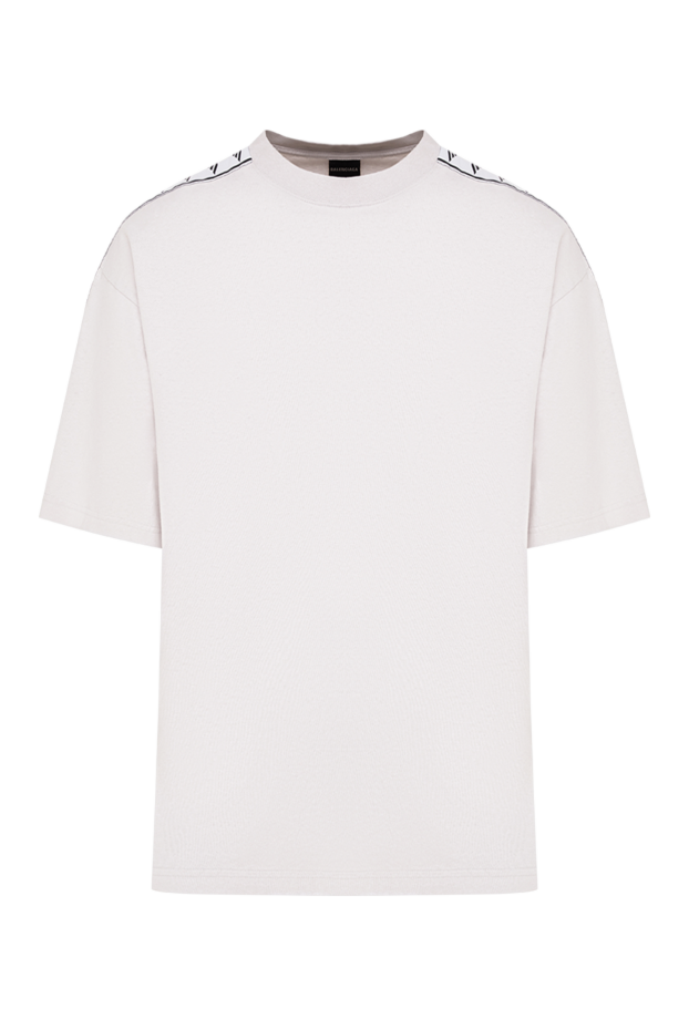 Balenciaga light grey men's oversized t-shirt with branded stripes on the shoulders 193930 - photo 1