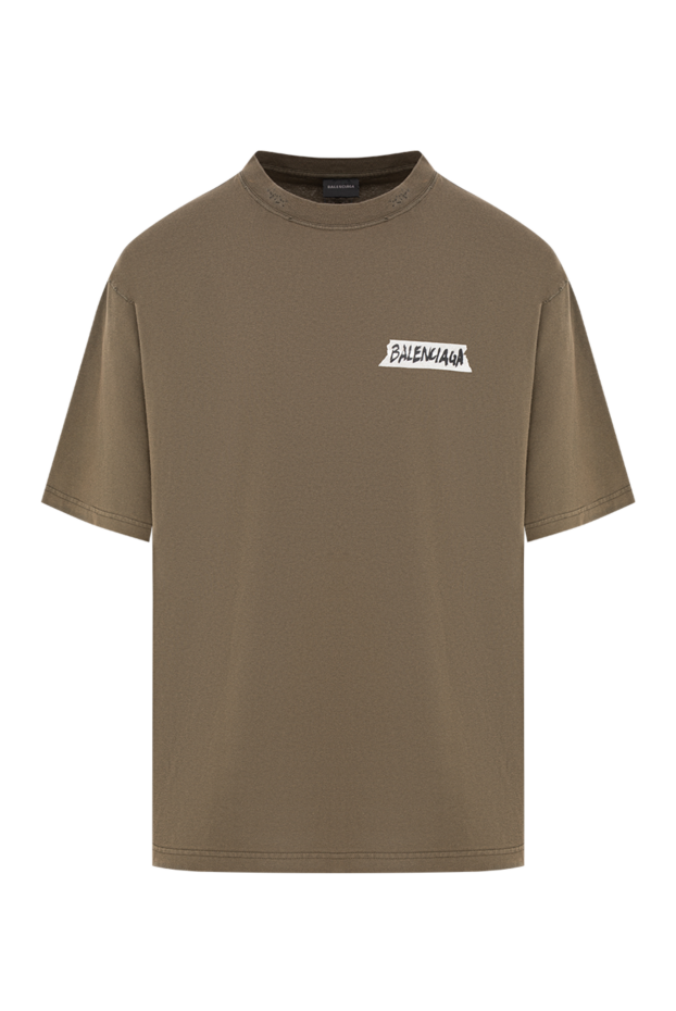 Balenciaga men's oversized khaki distressed t-shirt 193933 - photo 1