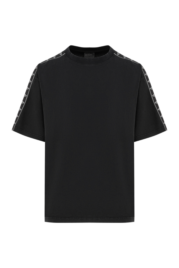 Balenciaga black men's oversized t-shirt with branded stripes on the shoulders 193934 - photo 1