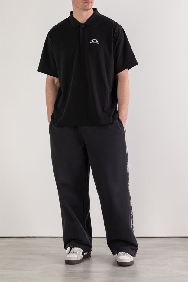Balenciaga men's black loose-fit polo shirt with logo 193937 - photo 1