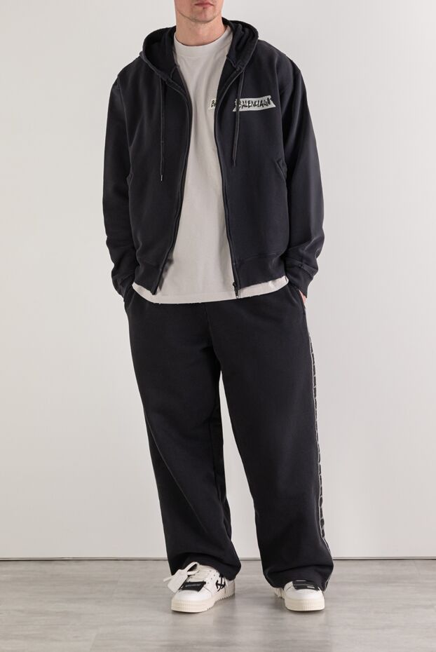 Balenciaga black oversized zip-up hoodie in vintage dirty white 193940 - photo 2
