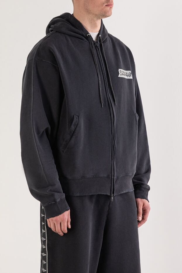 Balenciaga black oversized zip-up hoodie in vintage dirty white 193940 - photo 3