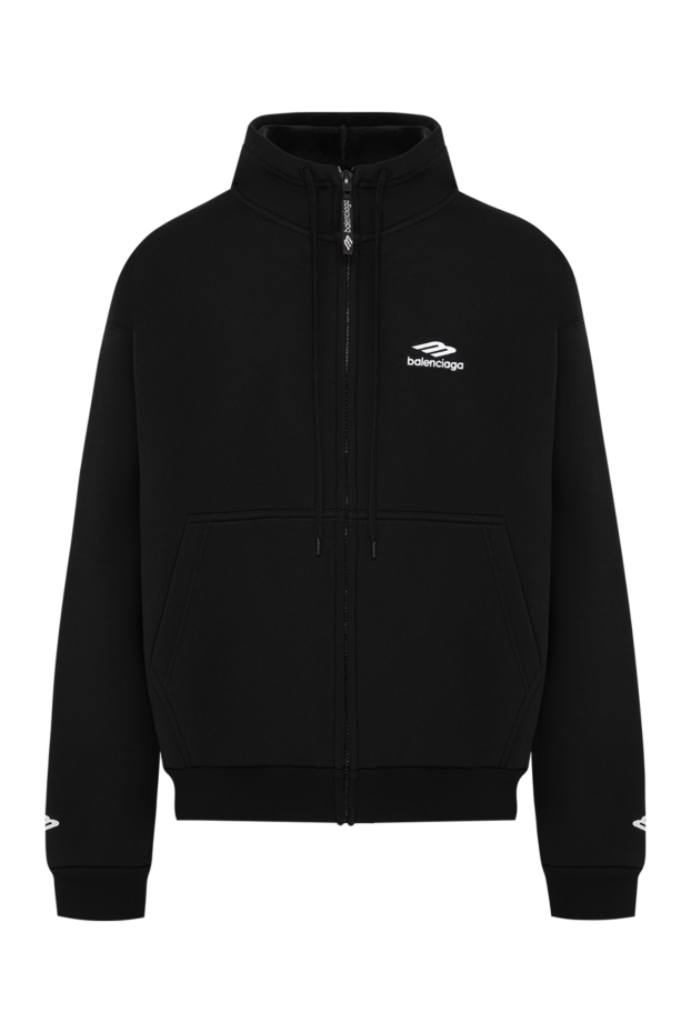 Balenciaga men's black zip-up hoodie with signature oversized silhouette in cotton 193941 - photo 1
