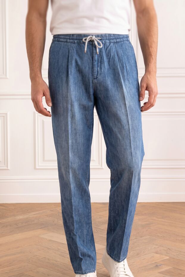 Brunello Cucinelli men's blue lightweight denim trousers 193959 - photo 1