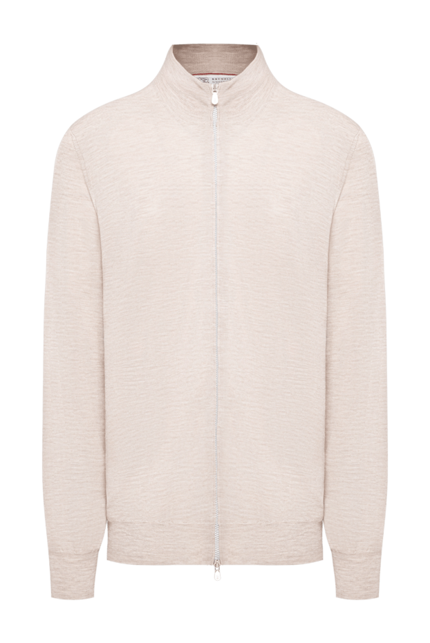 Brunello Cucinelli beige melange knitted cardigan made of wool and cashmere with a zipper 193962 - photo 1