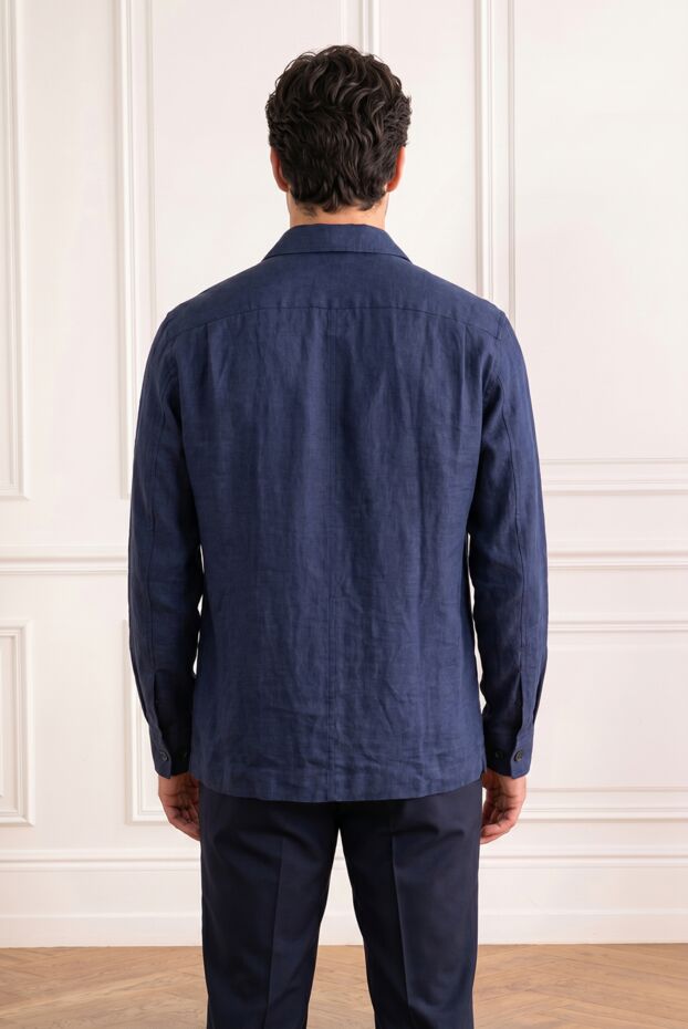 Brunello Cucinelli linen shirt jacket in a night sky color with four patch pockets 193965 - photo 2