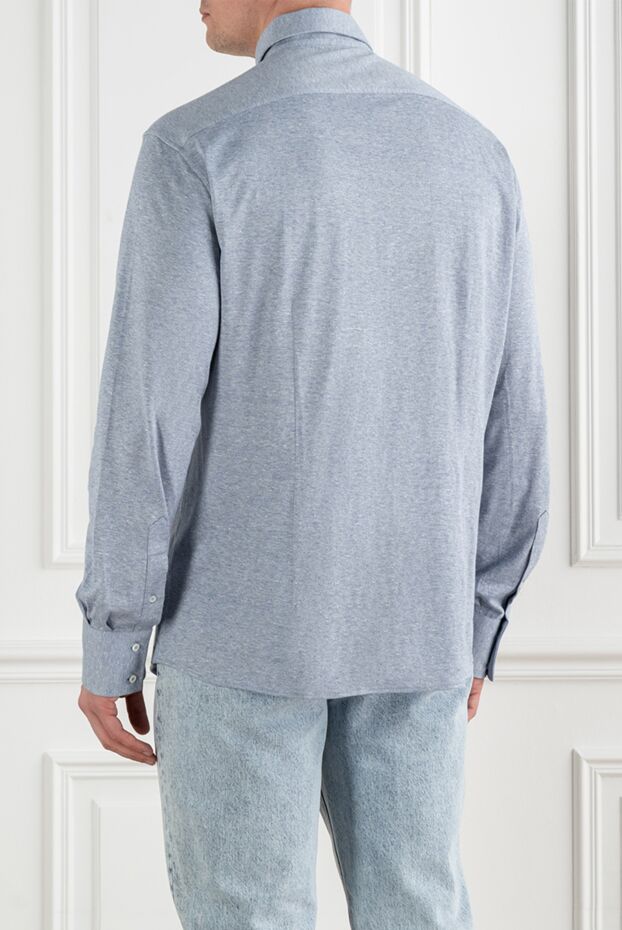 Brunello Cucinelli light blue classic shirt made of cotton and linen jersey 193969 - photo 3