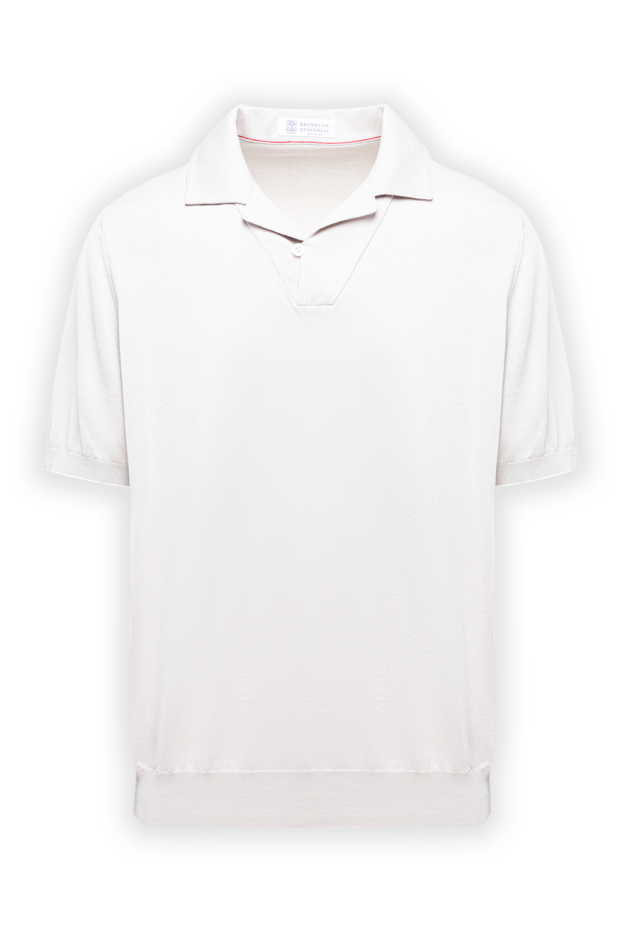 Brunello Cucinelli men's white polo shirt made of pique cotton with a classic collar 193974 - photo 1