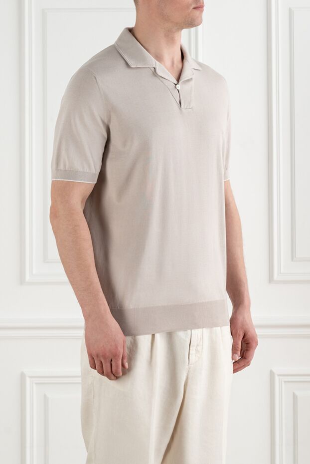Brunello Cucinelli men's white polo shirt made of pique cotton with a classic collar 193974 - photo 3