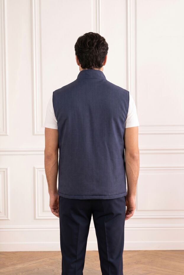 Brunello Cucinelli men's classic wool vest in a gray-blue shade 193977 - photo 2
