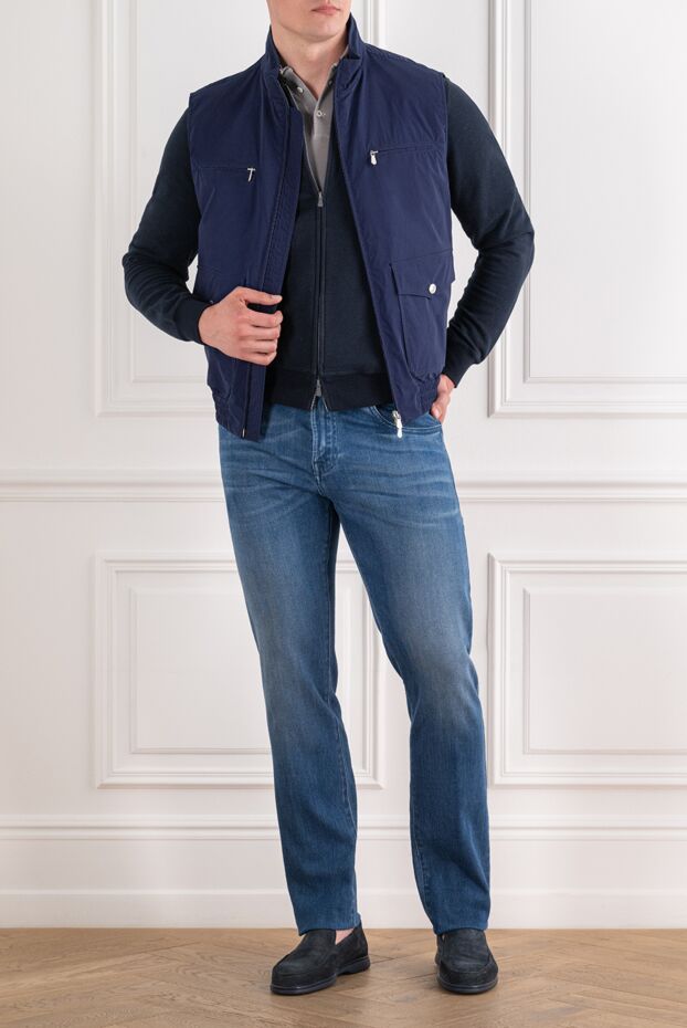 Brunello Cucinelli men's vest in rich dark blue with pockets 193978 - photo 2