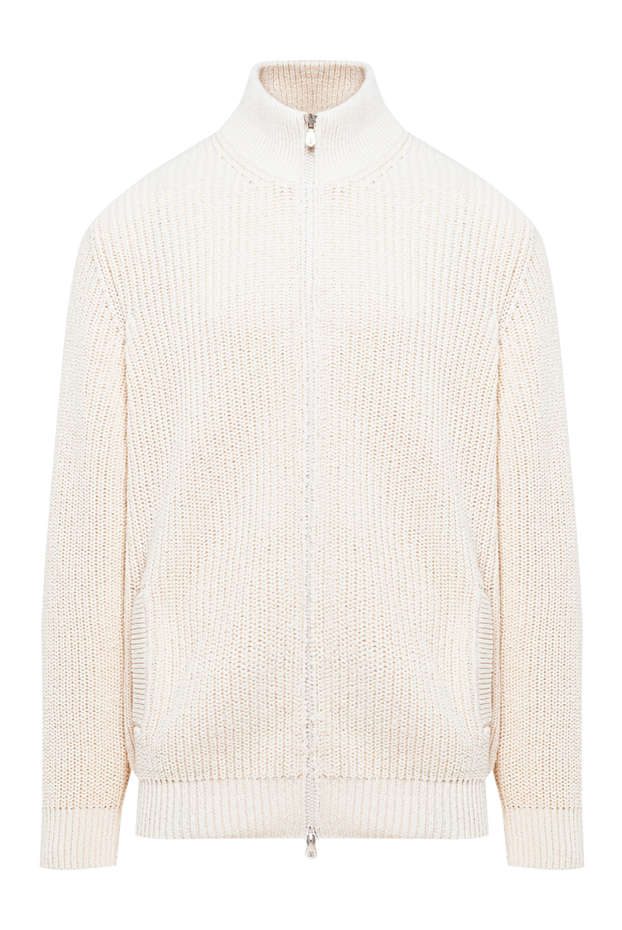 Brunello Cucinelli white knitted cardigan with a zip and collar 193989 - photo 1