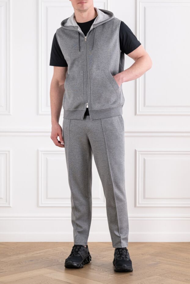 Brunello Cucinelli gray melange knit suit with a hoodie vest 193990 - photo 2