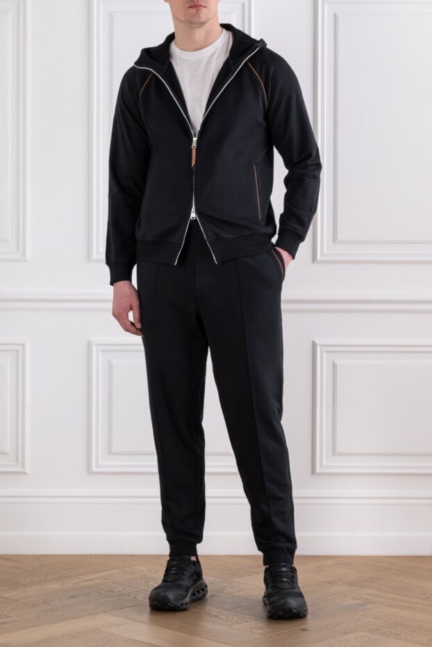 Brunello Cucinelli men's black tracksuit with contrast piping 193991 - photo 2