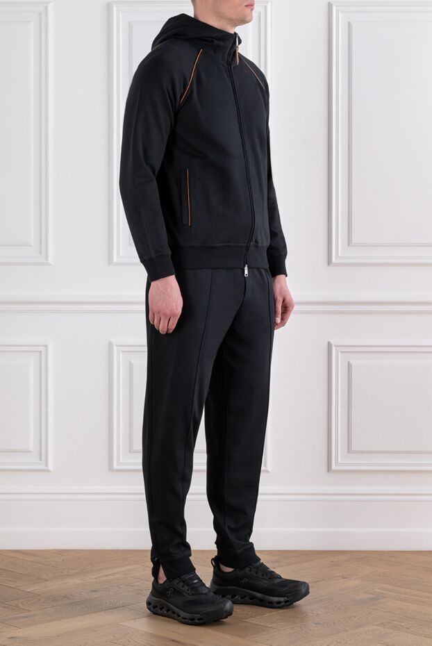 Brunello Cucinelli men's black tracksuit with contrast piping 193991 - photo 3