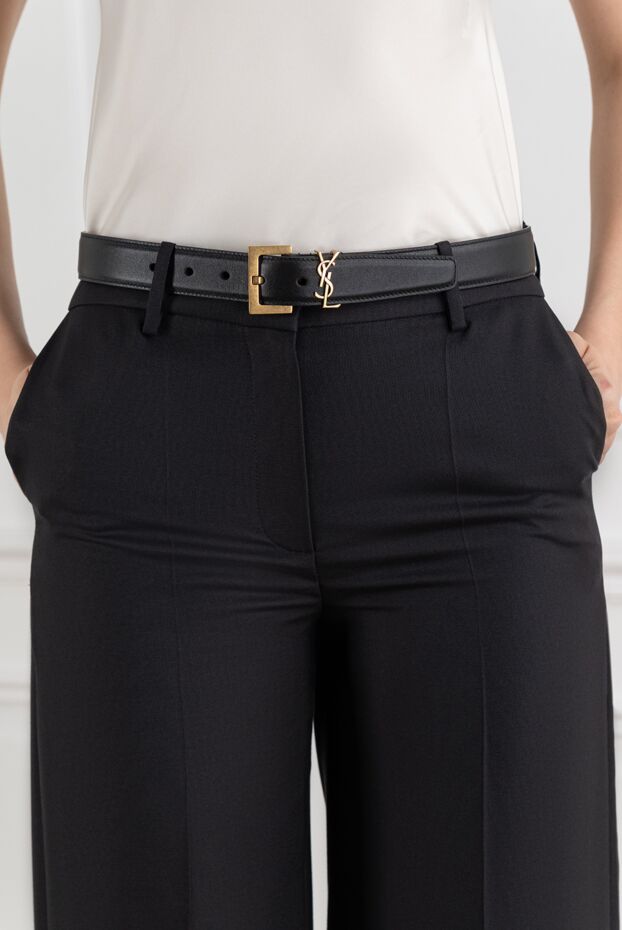 Saint Laurent men's black leather belt with the brand's monogram 194030 - photo 2