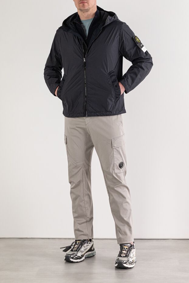 Stone Island blue hooded jacket made of lightweight nylon with a crinkled texture 194049 - photo 2