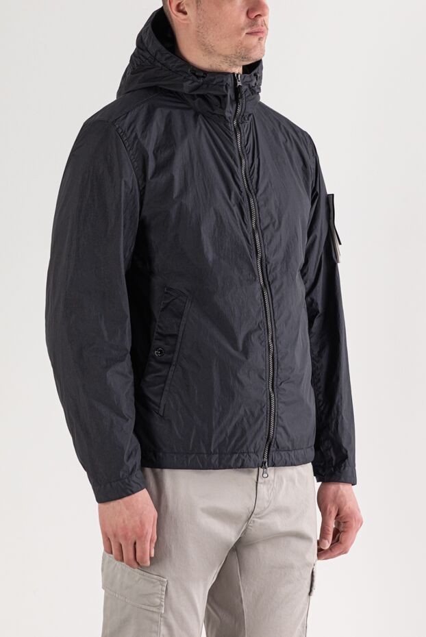 Stone Island синяя куртка с капюшоном из легкого нейлона с мятой текстурой 194049 - фото 3