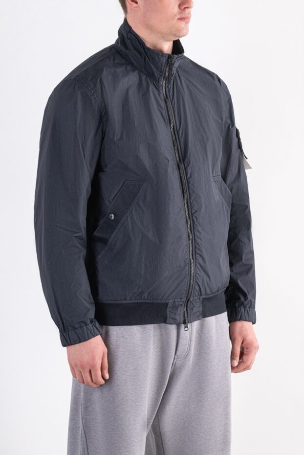 Stone Island легкая синяя куртка-бомбер со знаковым съемным патчем 194054 - фото 3