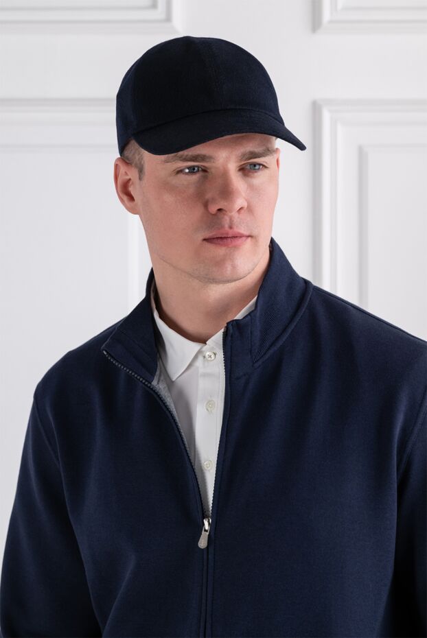 Loro Piana men's dark blue cashmere baseball cap with a water-repellent finish
 194057 - photo 2