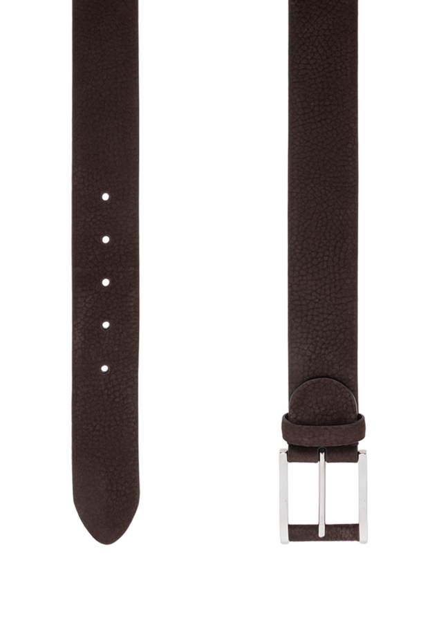 Cesare di Napoli men's chocolate-colored textured leather belt 194083 - photo 3