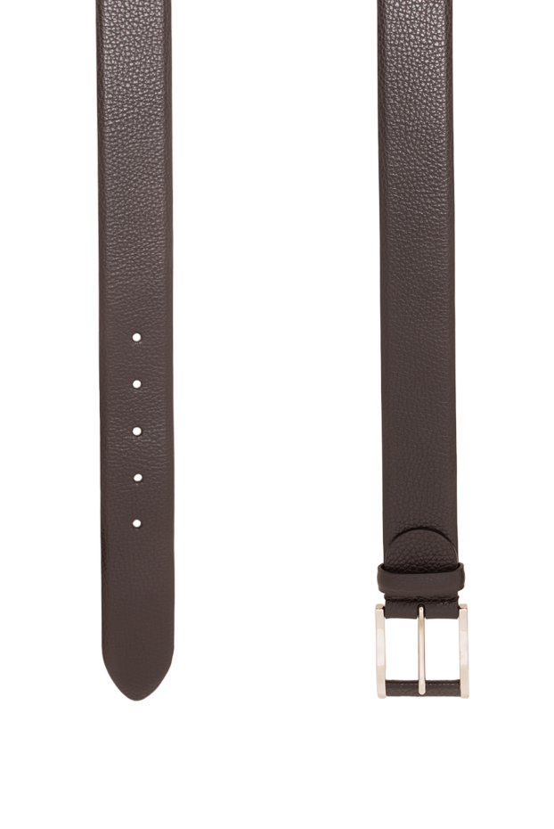 Cesare di Napoli brown premium grained leather belt with a simple rectangular buckle 194088 - photo 3