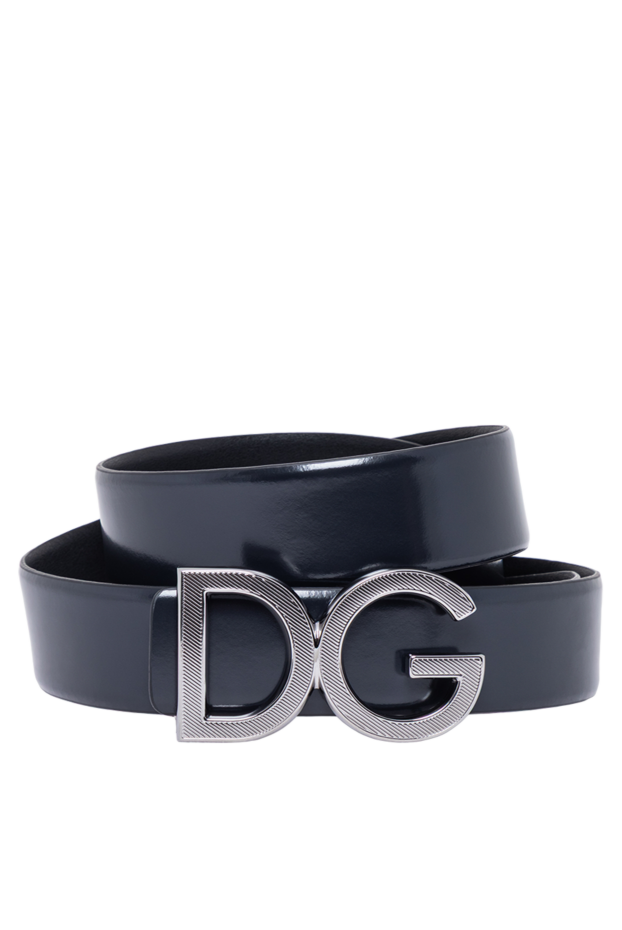 Dolce & Gabbana тегіс бұзау терісінен жасалған ерлерге арналған көк былғары белбеу 194099 - фото 1