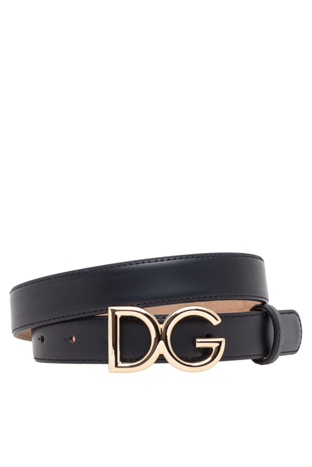 Dolce & Gabbana dg логотипі бар тегіс қара бұзау терісінен жасалған белдік 194103 - фото 1