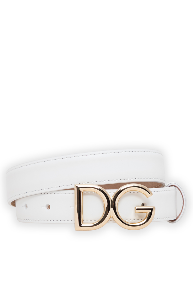 Dolce & Gabbana dg логотипі бар ақ түсті тегіс бұзау терісінен жасалған белдік 194104 - фото 1