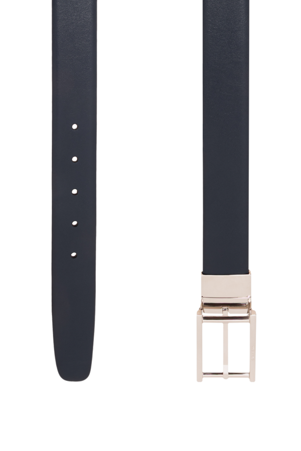 A.Testoni blue men's belt made of smooth calfskin with a rectangular silver buckle 194117 - photo 3