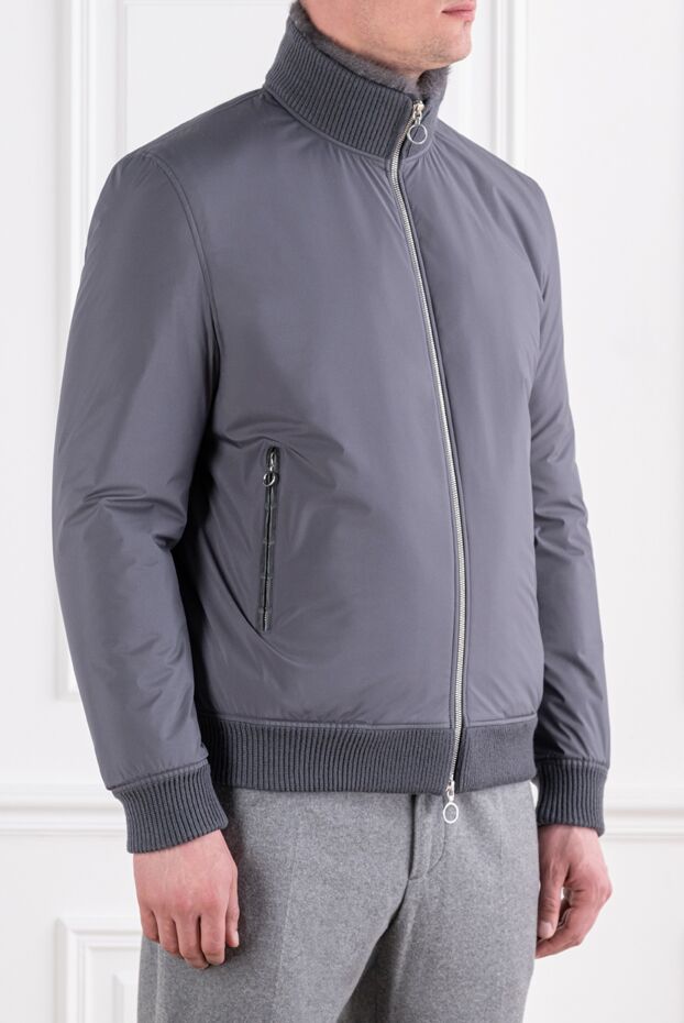 Seraphin men's bomber jacket made of silky nylon with a natural mink fur lining 194141 - photo 3