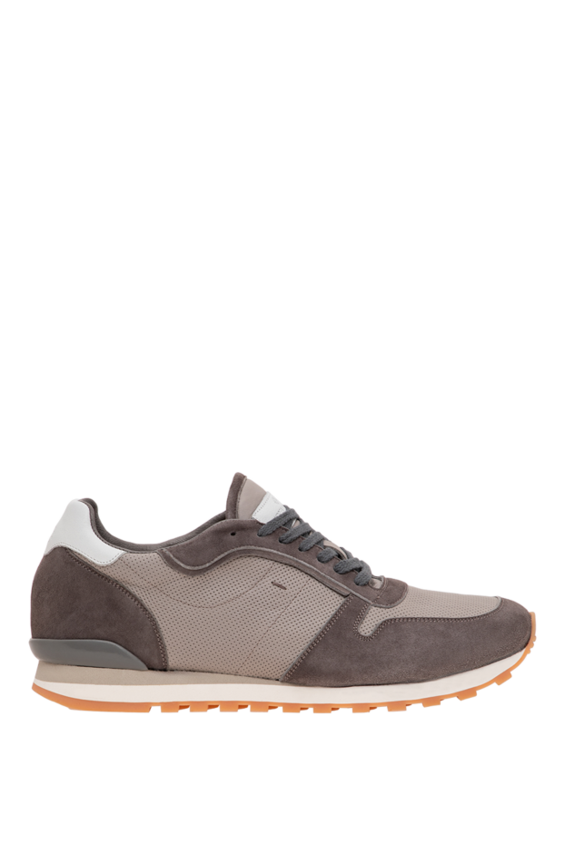 Andrea Ventura men's taupe suede sneakers with a contrasting ribbed sole 194151 - photo 1
