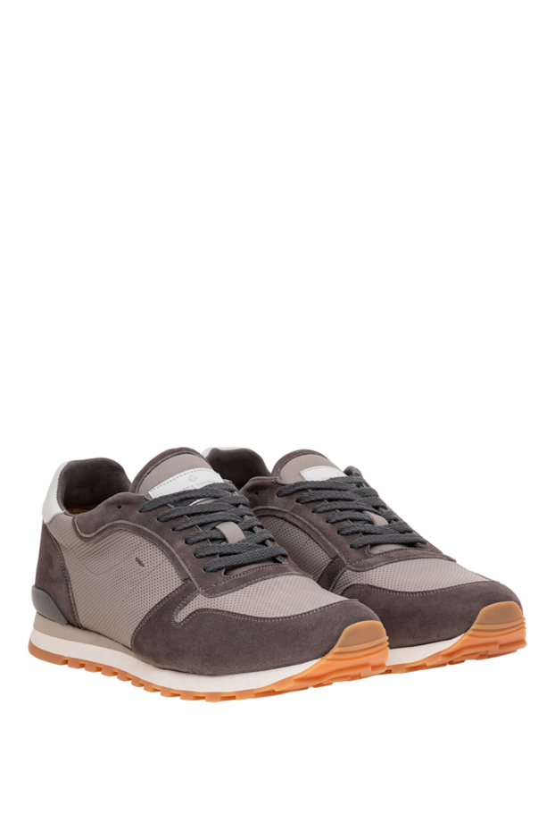 Andrea Ventura men's taupe suede sneakers with a contrasting ribbed sole 194151 - photo 3