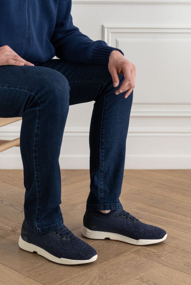 Andrea Ventura blue sock sneakers with melange knit and contrast sole 194158 - photo 2