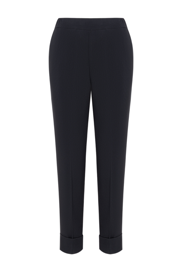 D.Exterior women's black trousers with an elastic waistband and turn-up hem 194168 - photo 1
