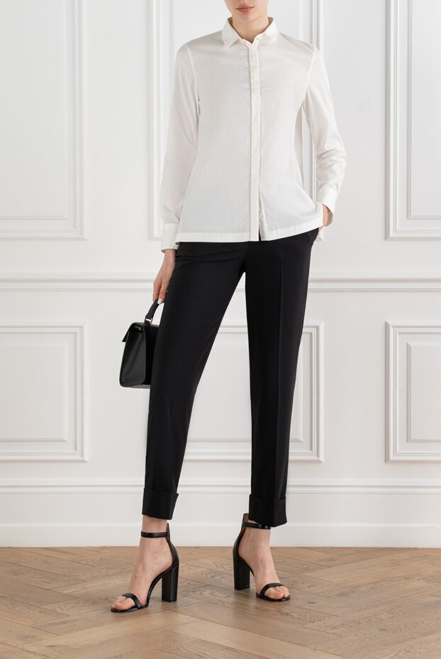 D.Exterior women's black trousers with an elastic waistband and turn-up hem 194168 - photo 2
