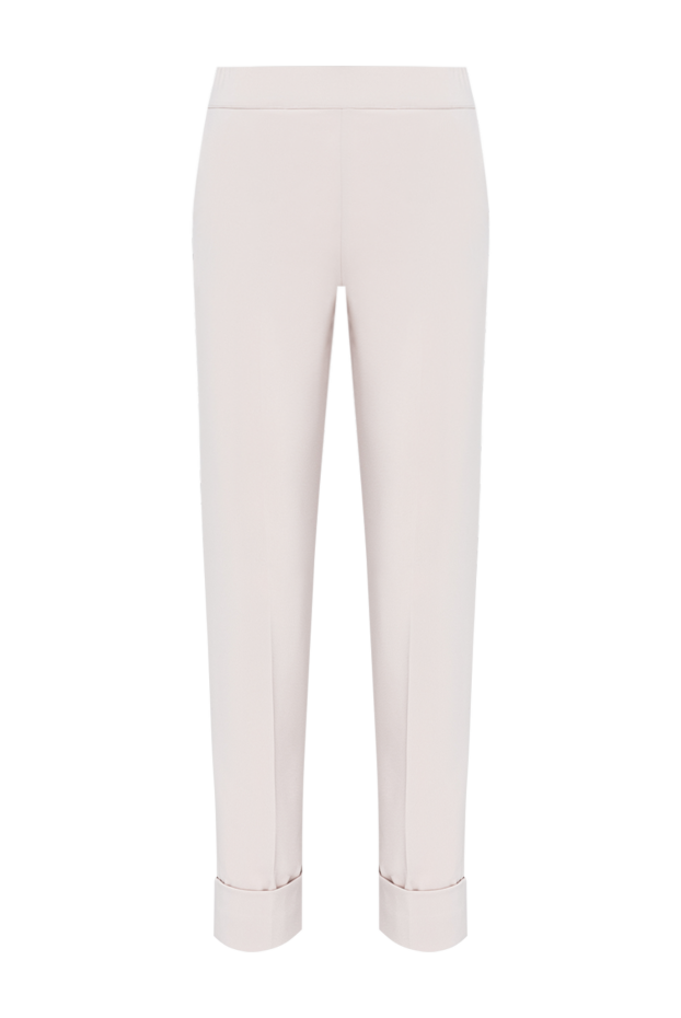 D.Exterior women's beige trousers with an elastic waistband and turn-up hem 194169 - photo 1