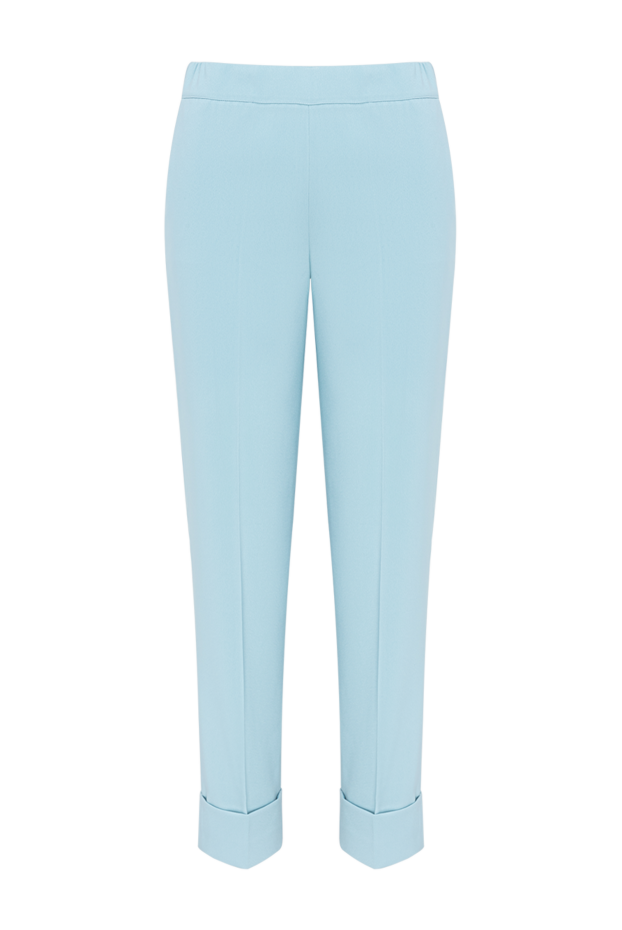 D.Exterior women's light blue trousers with an elastic waistband and turn-up hem 194170 - photo 1