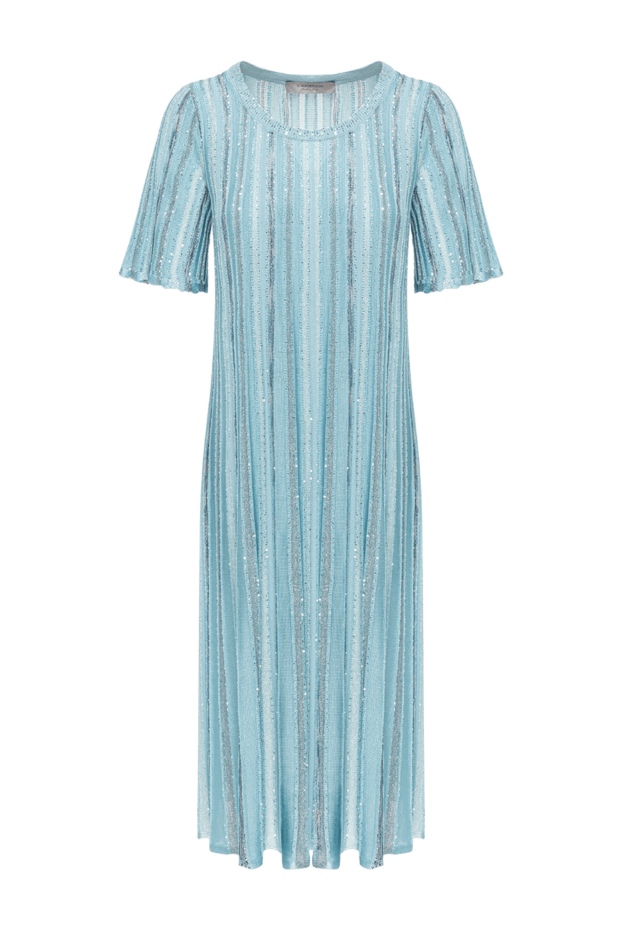 D.Exterior blue shimmery pleated midi dress with short sleeves 194195 - photo 1