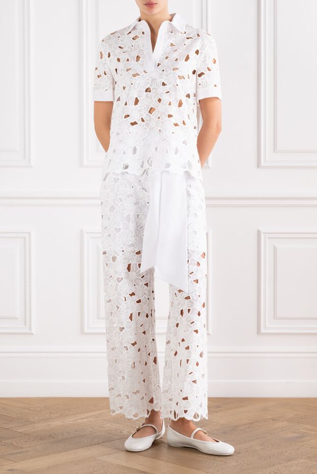 D.Exterior white pantsuit with an all-over geometric perforation pattern 194200 - photo 2