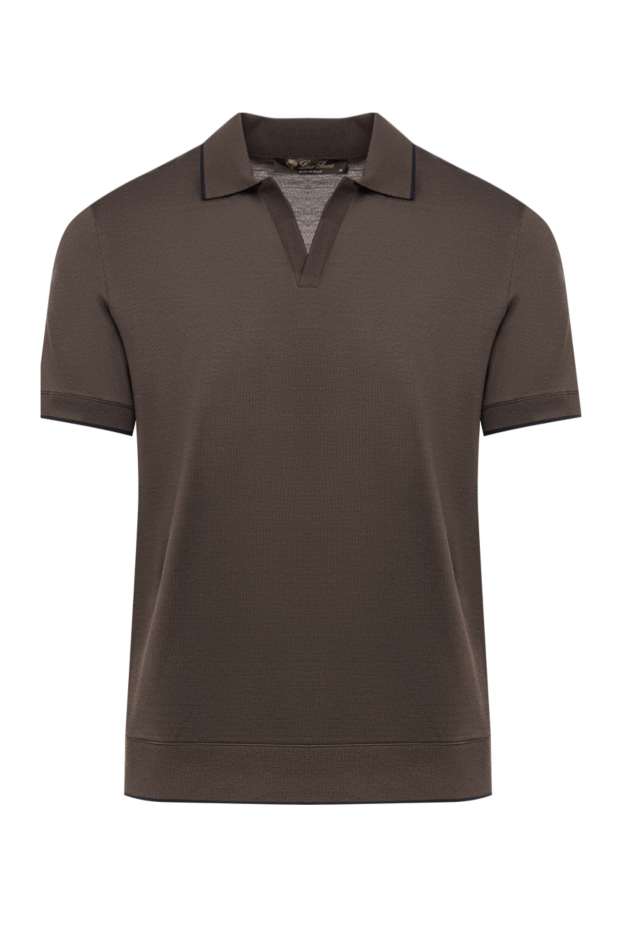 Loro Piana brown knit polo with contrasting piping on the collar 194246 - photo 1