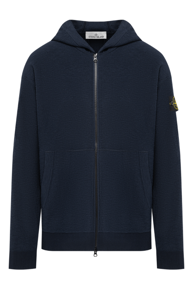 Stone Island loose-fitting blue zip-up hooded sweatshirt with dropped shoulders 194276 - photo 1