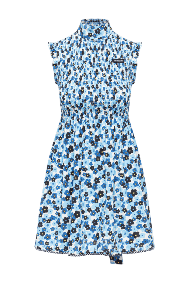 Miu Miu fitted mini dress in lightweight poplin with a floral print in blue and light blue tones 194283 - photo 1