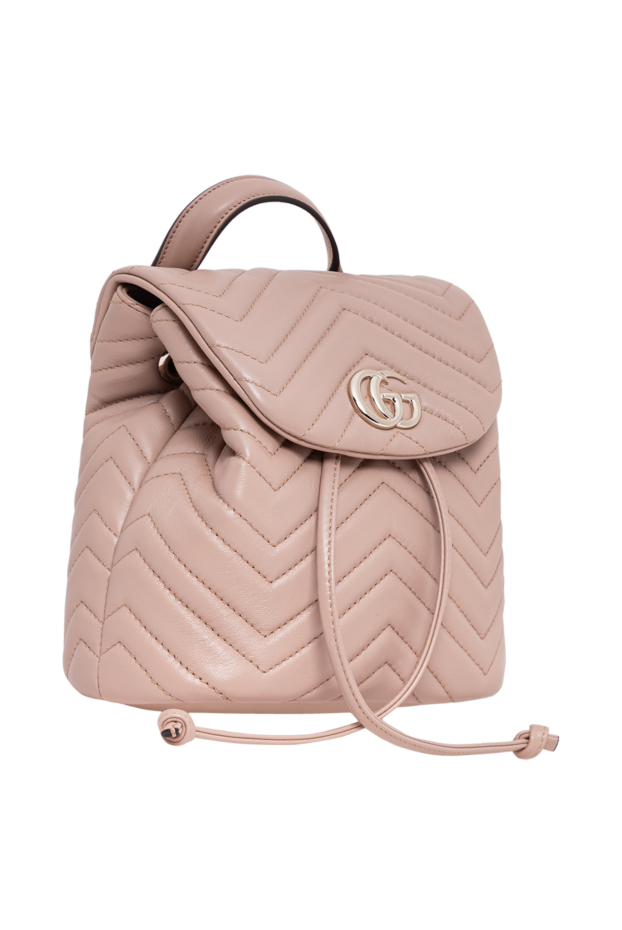 Gucci gg marmont small backpack in pink and beige nappa leather 194293 - photo 3