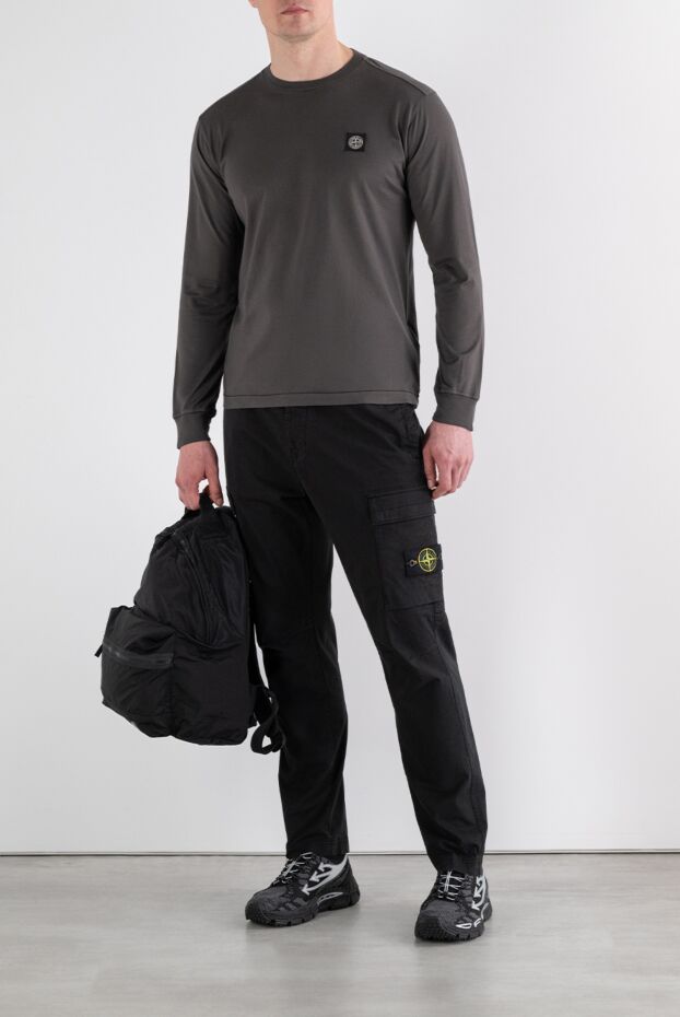 Stone Island black stretch cotton twill cargo pants 194296 - photo 2