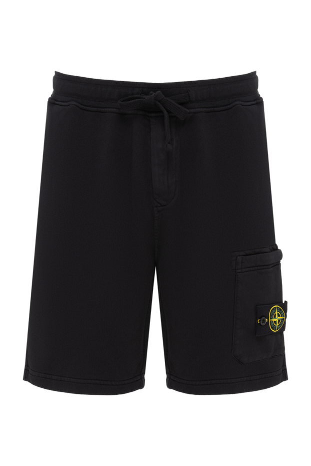 Stone Island черные хлопковые трикотажные шорты с карманом-карго 194306 - фото 1