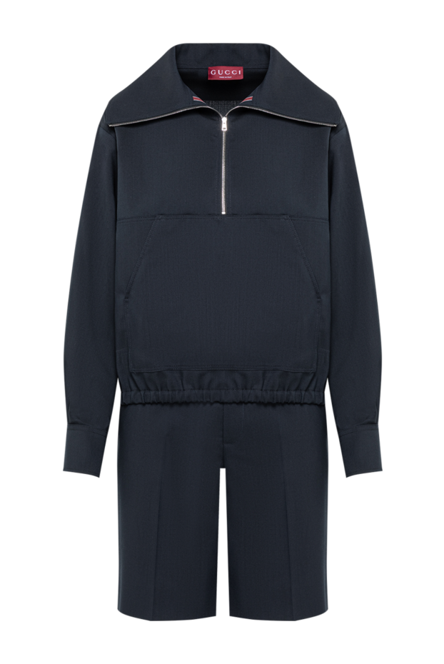 Gucci dark blue suit consisting of a wool jumper with a zip-up collar and shorts 194311 - photo 1